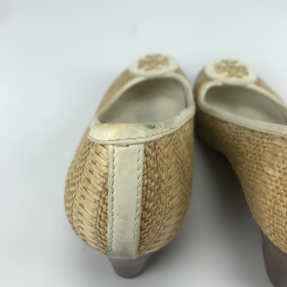 Tory Burch Straw Linen Wedges 7.5M - Picture 8 of 8